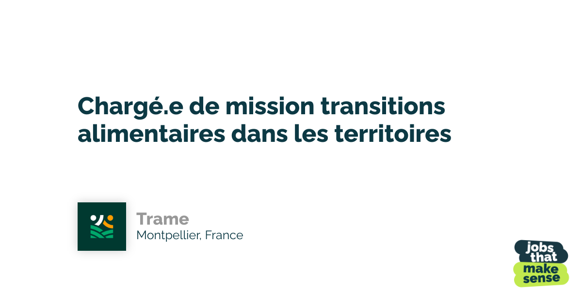 Food transitions mission manager in the territories Montpellier