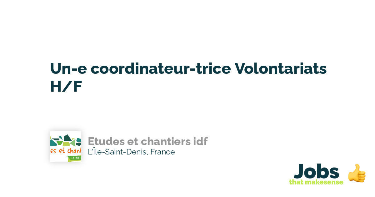 Une coordinateurtrice Volontariats H/F L'ÎleSaintDenis Etudes