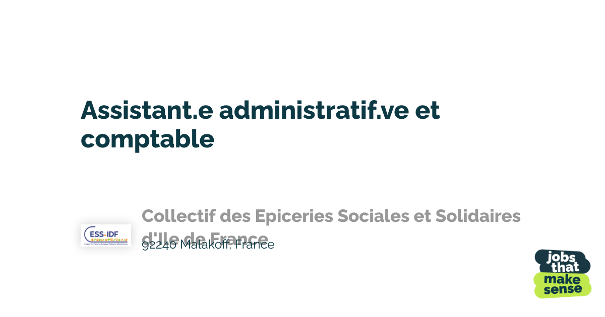 Assistant.e administratif.ve et comptable Malakoff Collectif des