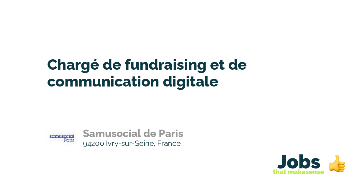 Chargé de fundraising et de communication digitale IvrysurSeine