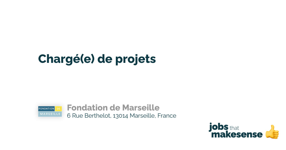 Project manager – Marseille Foundation