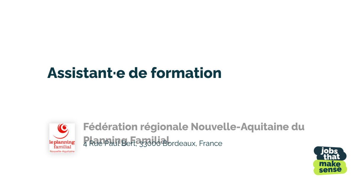 Assistant·e de formation Bordeaux Fédération régionale Nouvelle