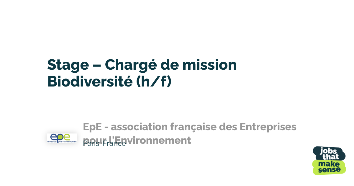 Internship – Biodiversity Project Manager (m/f) - Paris - EpE ...