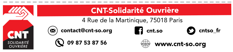 Bannière de CNT-Solidarité Ouvrière