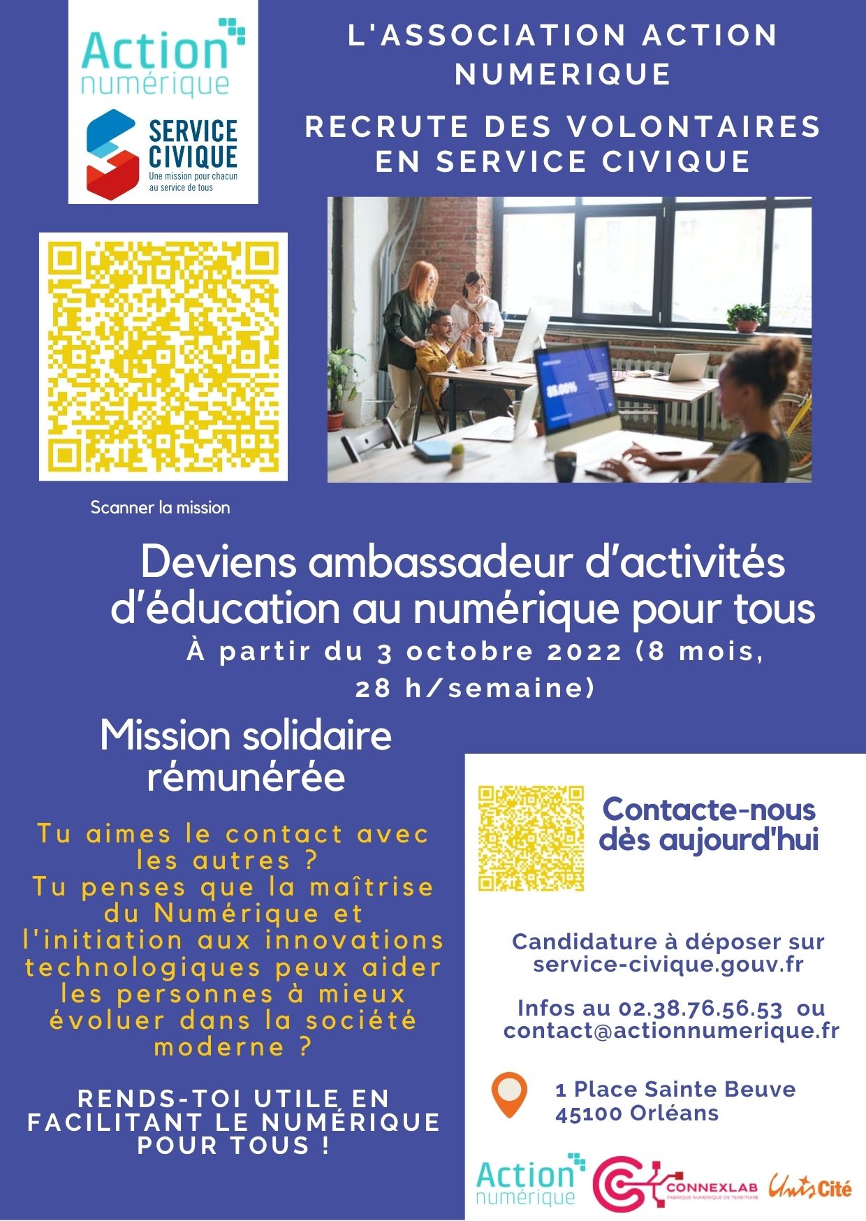 Action Numérique recruitement - Job offer, internship and volunteering