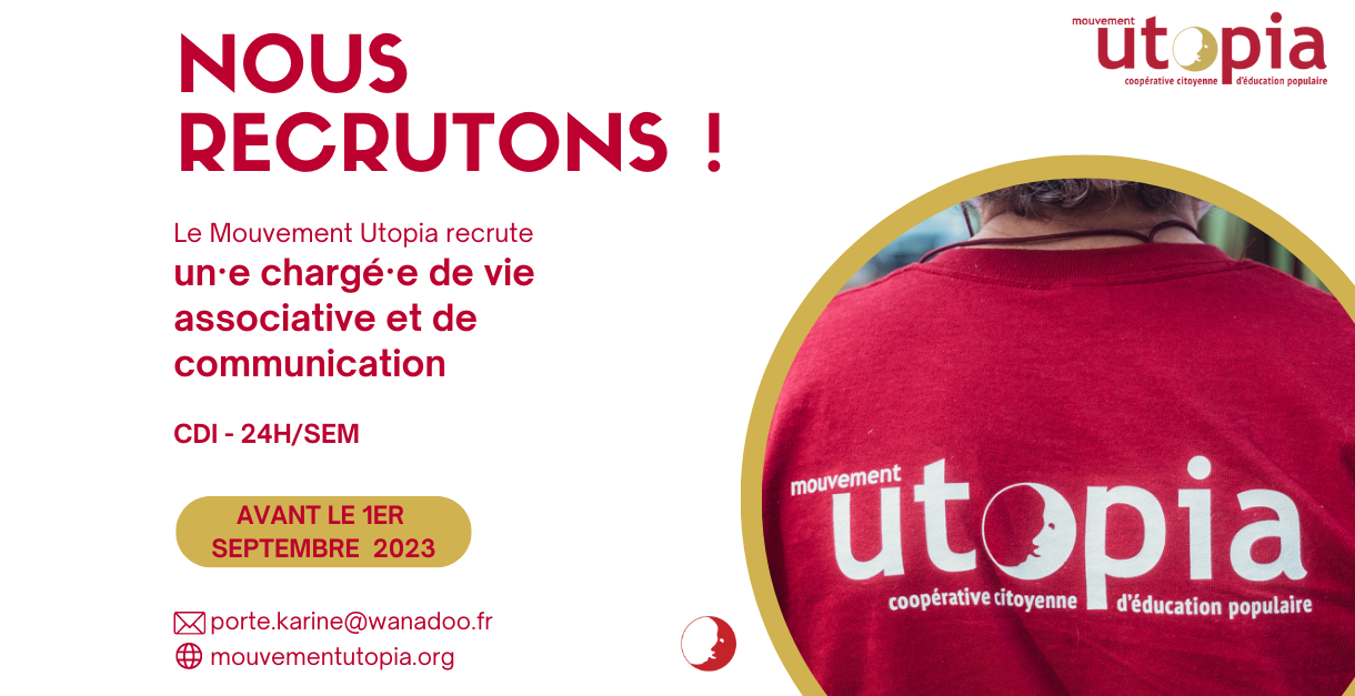Mouvement Utopia recruitement Job offer, internship and volunteering