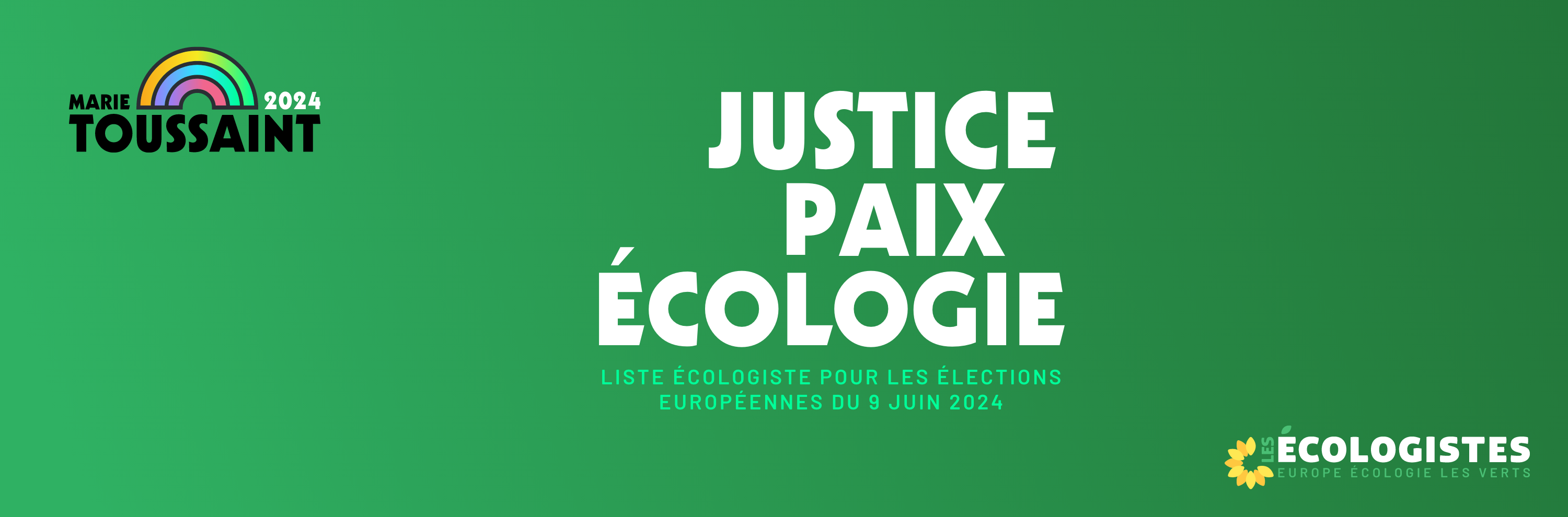 Bannière de Les Ecologistes - Liste de Marie Toussaint pour les Européennes 2024